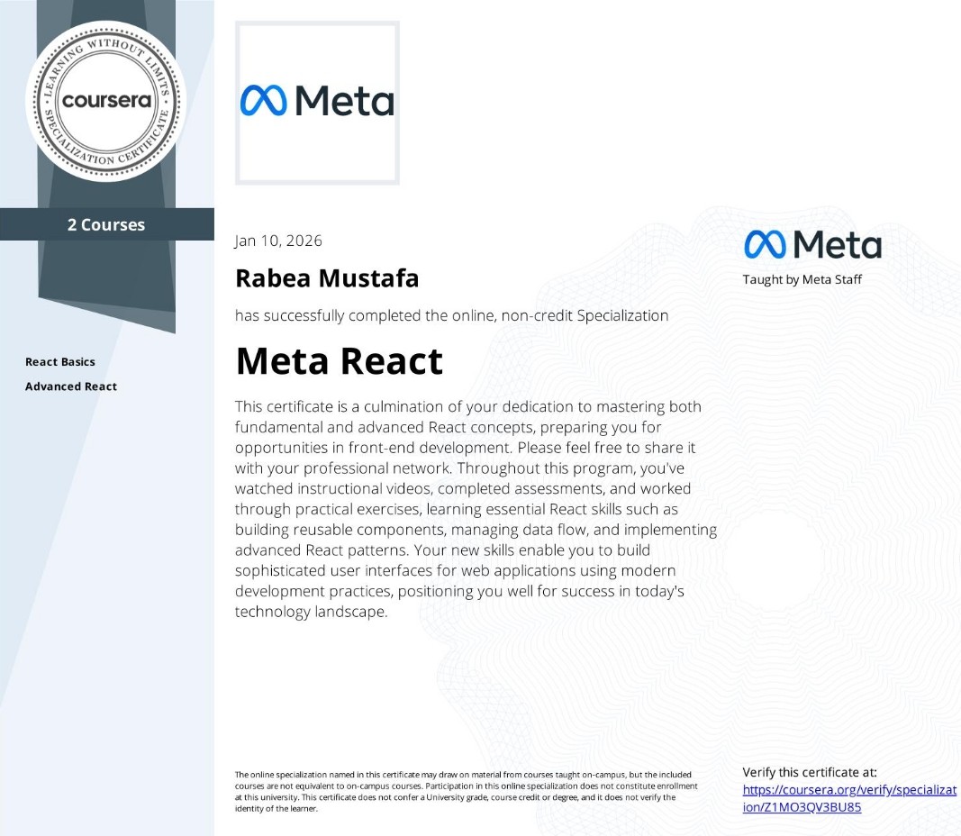 Meta React Specialization