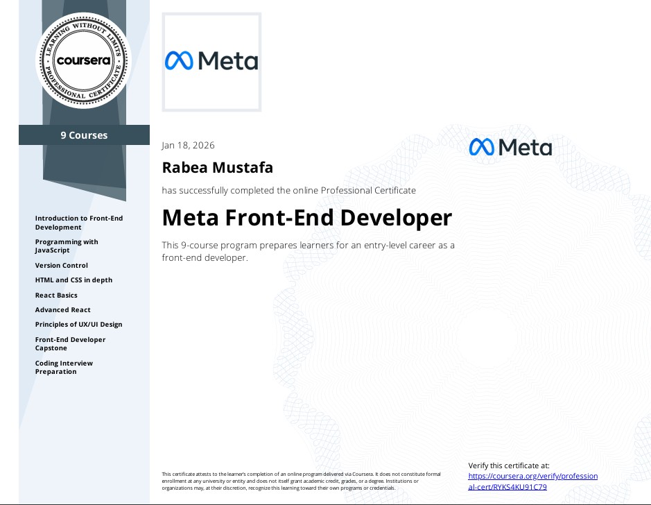 Meta Front-End Developer